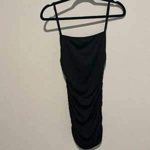 Elegant Black Ruched Mini Bodycon Dress